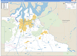 Olympia-Tumwater Metro Area Wall Map Basic Style 2026